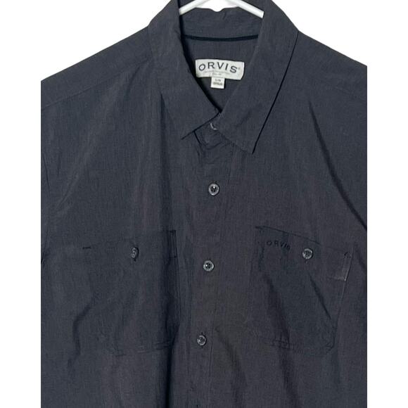 Orvis Mens Short Sleeve Shirt Size L Gray Button Up Collar Pockets Casual - Picture 4 of 12